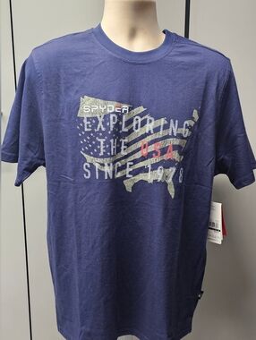 Spyder Navy Crewneck Tee Dark Blue  Graphic Large